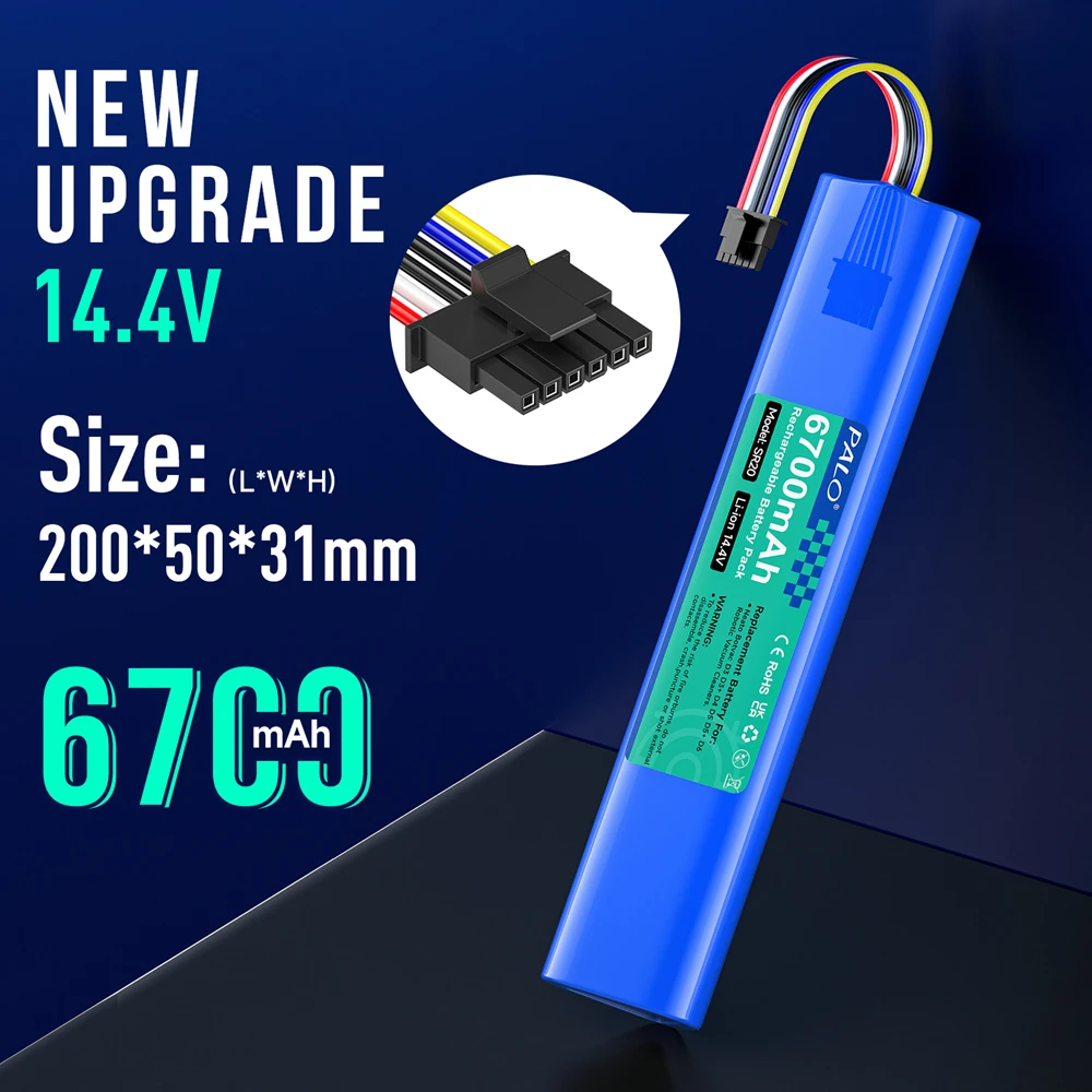 14.4V 6700mAh Replacement Battery For Neato Botvac D3 D3+ D4 D5 D5+ D6 D7 D301 D303 D502 D503 D701 205-0011 Sweeping Robot rechargeable battery