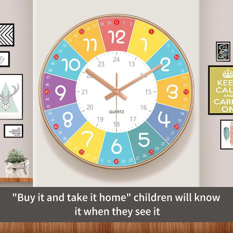 Kids Learning Wall Clock Silent Colorful Teaching Time Clock (8 - View #8