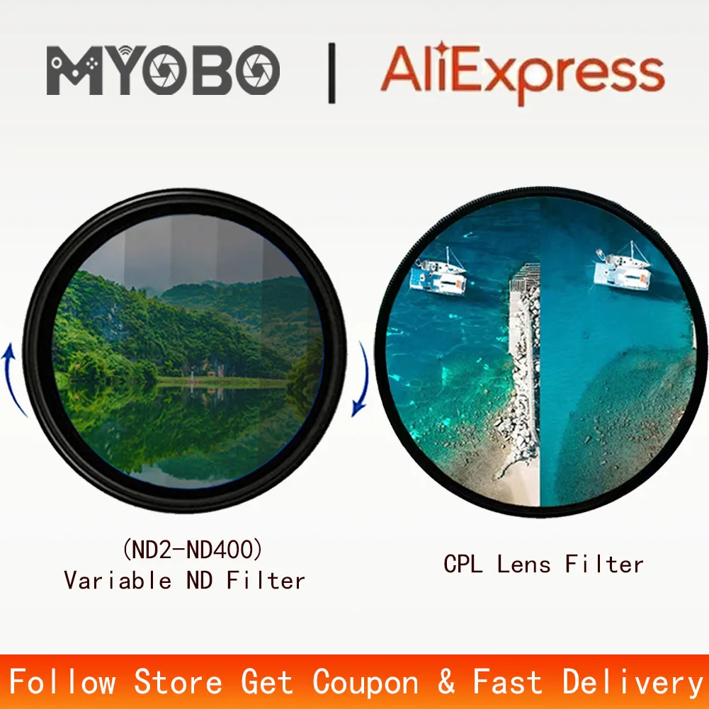 MYOBO Polarizing CPL Filter, Variable ND Filter(ND2-400) for Camera Len Filters-37 40.5 43 46 49 52 55 58 62 67 72 77 82 mm camera lens filter photography filter circular polarizing filter variable nd filter