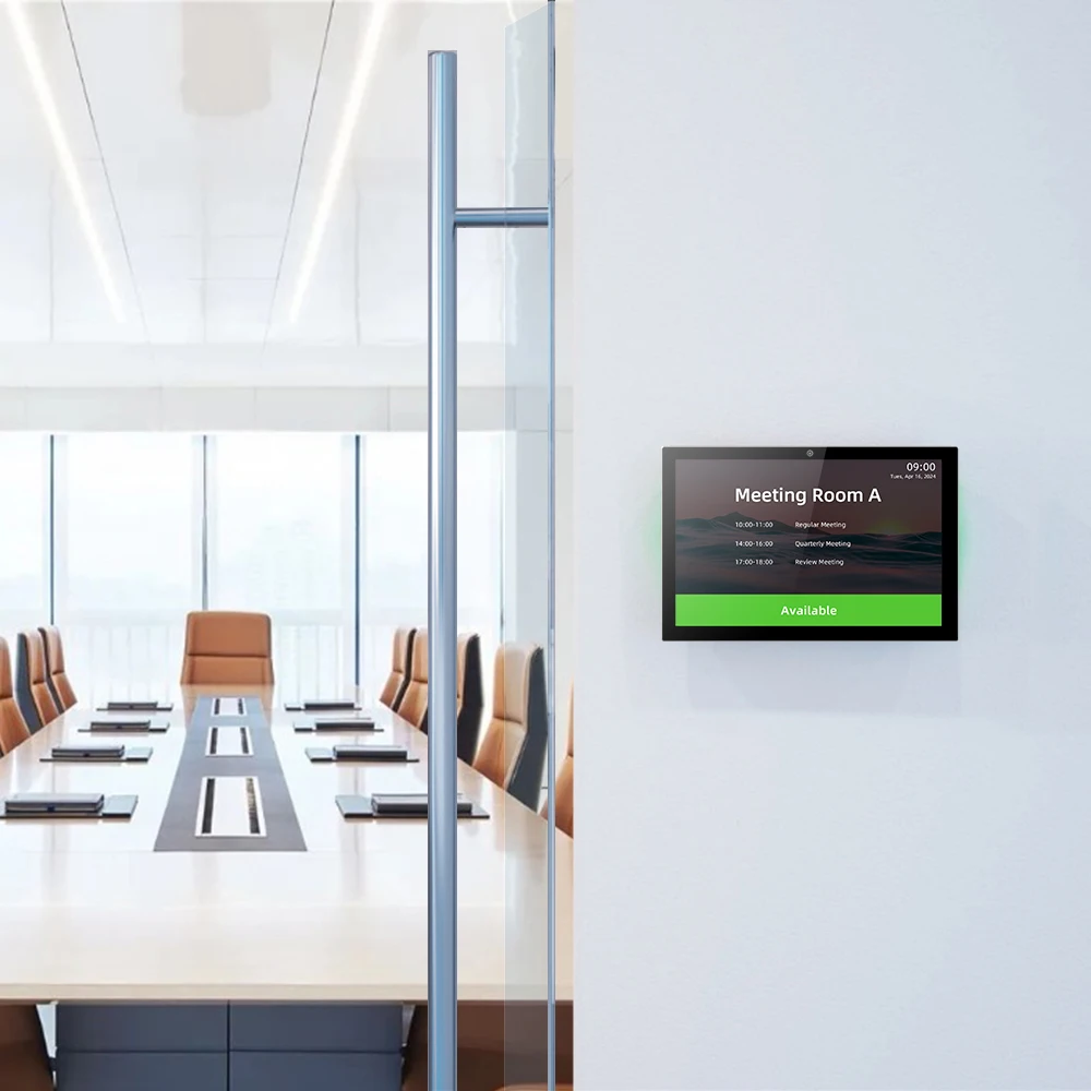 Wall Mount 10.1 Inch Meeting Room Tablet PoE Android Scheduling Panel with LED Lights Touch Screen Conference Panel