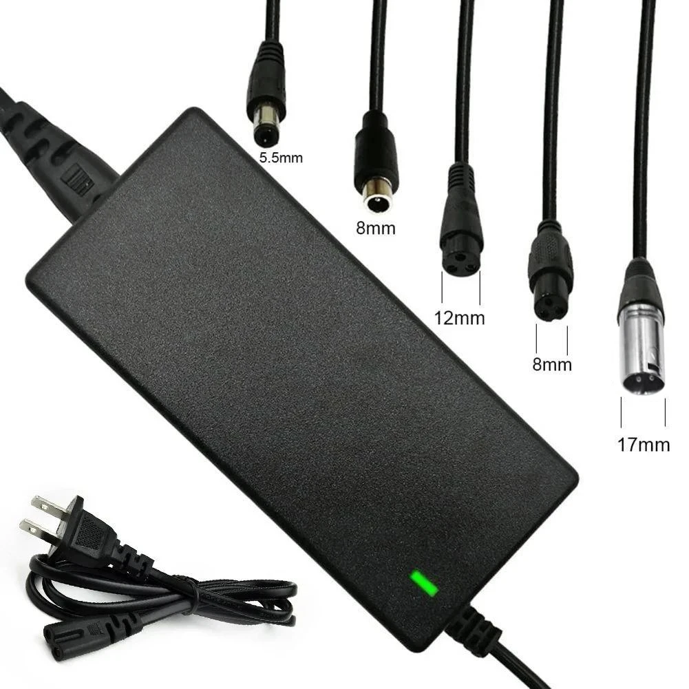 Electric Scooter Power Adapter AC 100-240V DC 42V 2A Black US/EU/UK Plugs For 24-36V Lithium Batteries