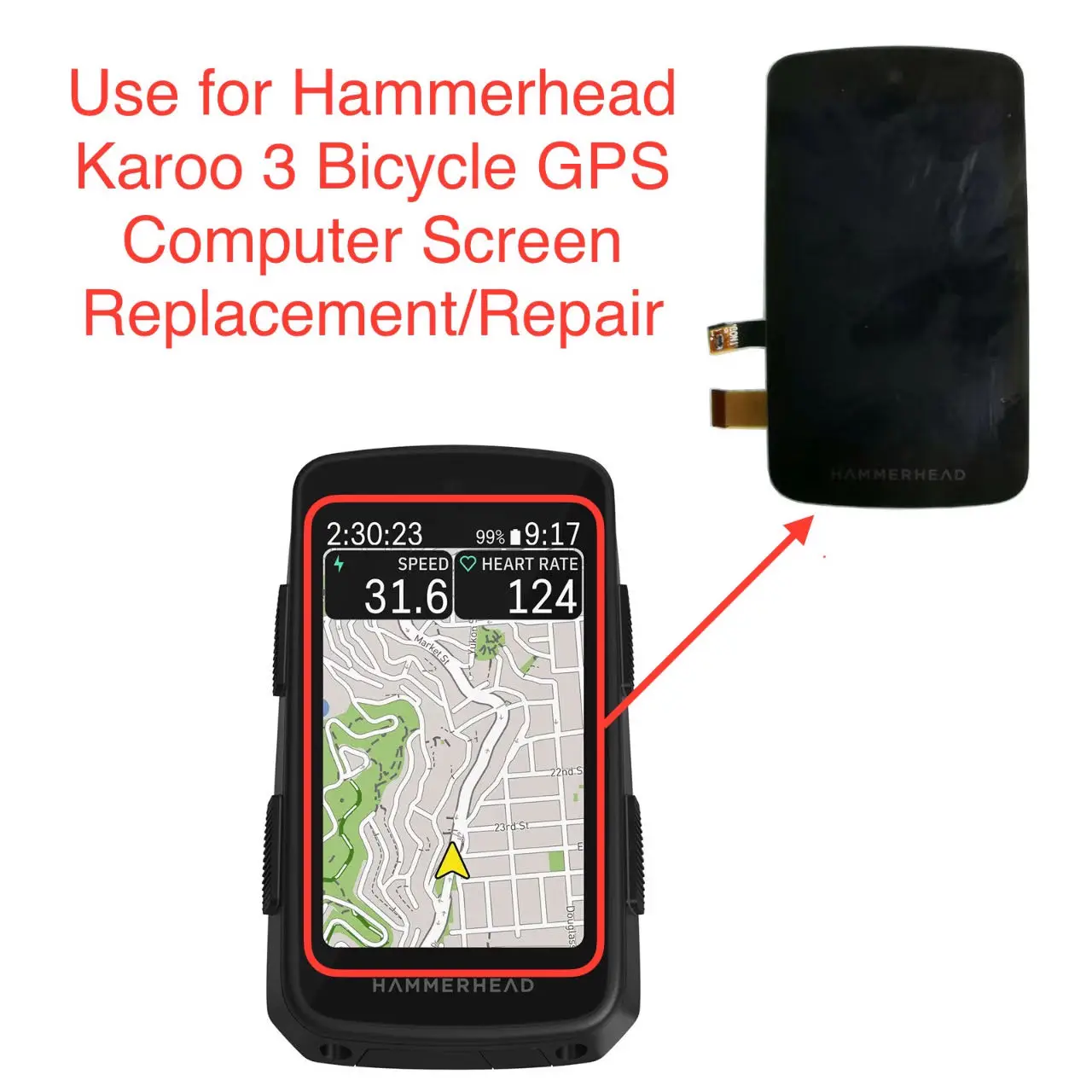 New Screen Lcd Oled Display for Hammerhead Karoo 3 Bicycle GPS Computer Replacement/Repair（Including LCD+TP+CoverGlass ） oled display module lcd display module