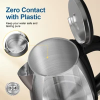 Electric Tea Kettle - CACHOO 1.7L Stainless Steel Electric Kettle with LED Indicator, Fast Boil Hot Water Boiler 2
