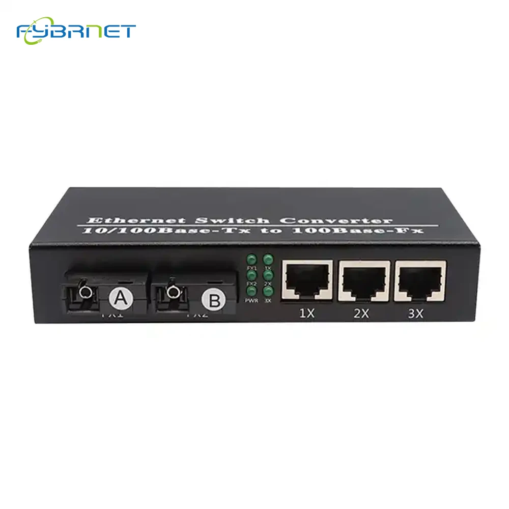 2F3E 10/100M Fast Ethernet 2 Fiber 3 RJ45 fiber switch Optical Media Converter Ethernet SC Single Mode Fiber Switch
