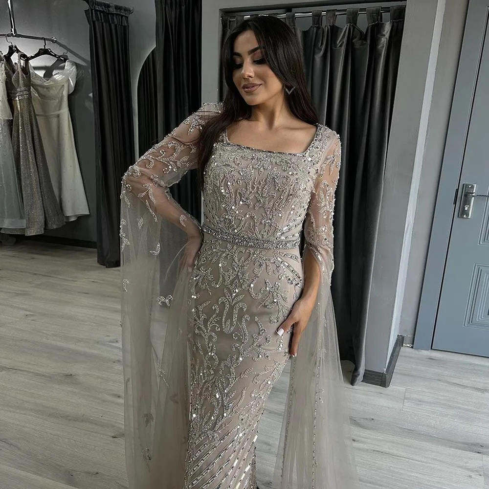 green emerald velvet dress Sequin Hand Embroidered Mermaid Hijab Wedding Party Formal Evening Dress Red / 38 main image 1