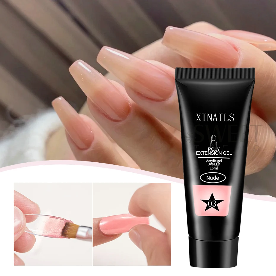 15ml Acrylic Quick Building Nail Gel Set Jelly Extension Gel Clear White UV Finger Prolong Tools Tips Form Clip Construction Kit