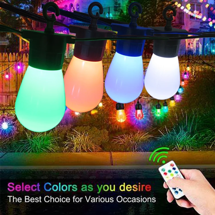 Smart S14 12V WS2811 Waterproof Pixa Bulbs 15 Count Leds 20 Inch Spacing RGB Outdoor String Lights 4
