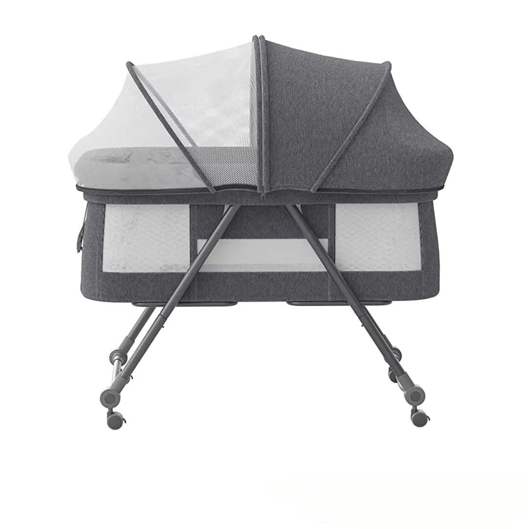 UBRAVOO Baby Grab-and-Go Travel Cot XYT-001 – Convertible Rocking Crib with Mattress & Silent Wheels