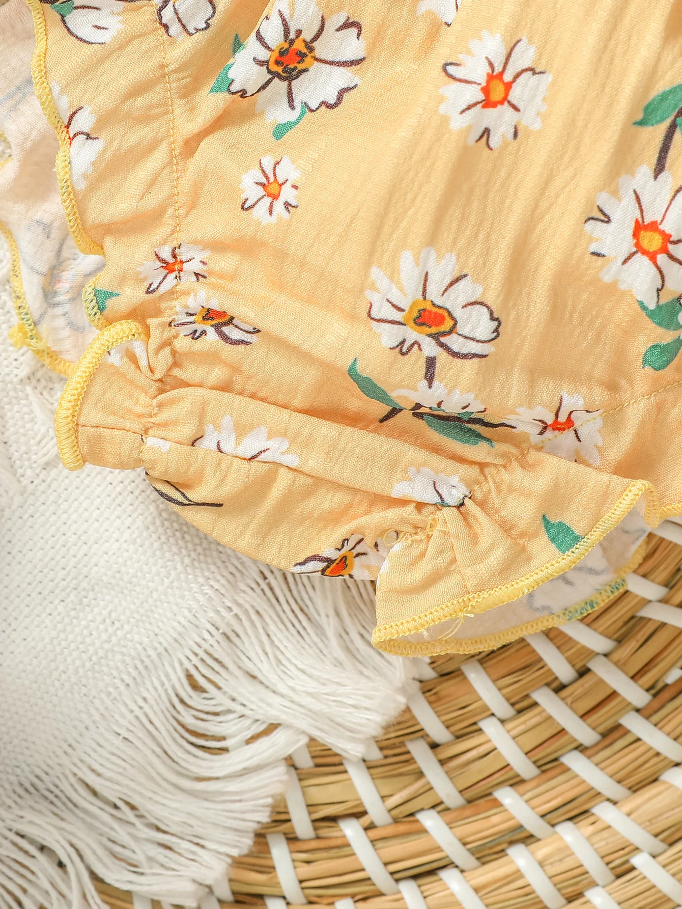 Baby Girls Cute Autumn Chrysanthemum printed sleeveless summer leisure two-piece set 6