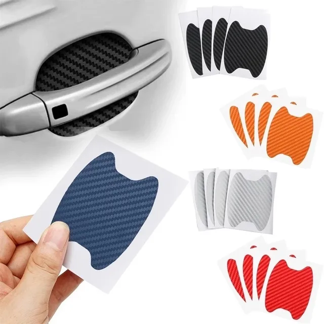 4Pcs/Set Car Door Sticker Carbon Fiber Scratches Resistant Cover Auto Handle Protection Film Exterior Styling Car Accessories 1