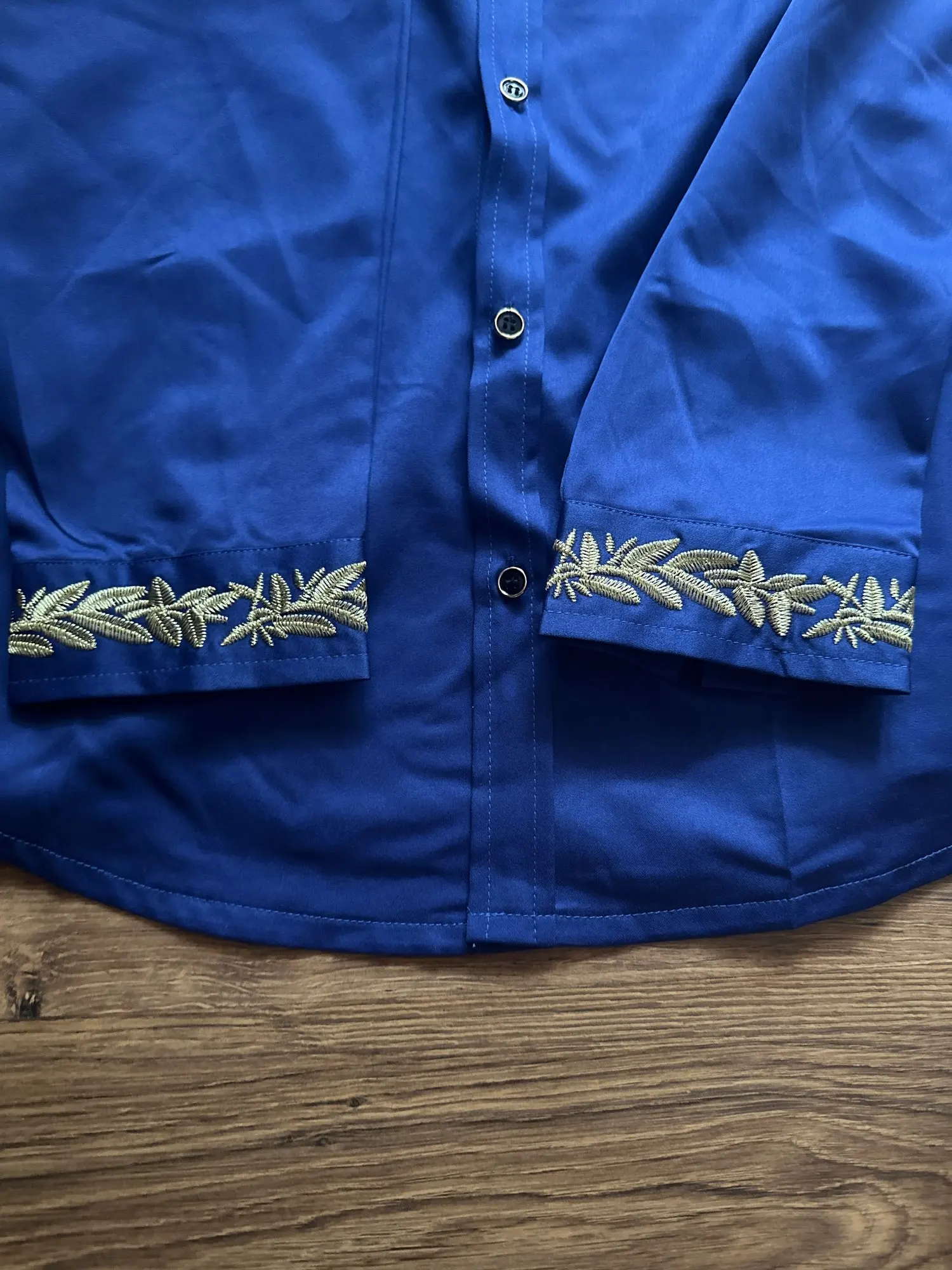 Men's Royal Blue Dress Shirts 2022 Brand Banded Mandarin Collar Shirt Male Long Sleeve Casual Button Down Shirt with Pocket 2XL photo review