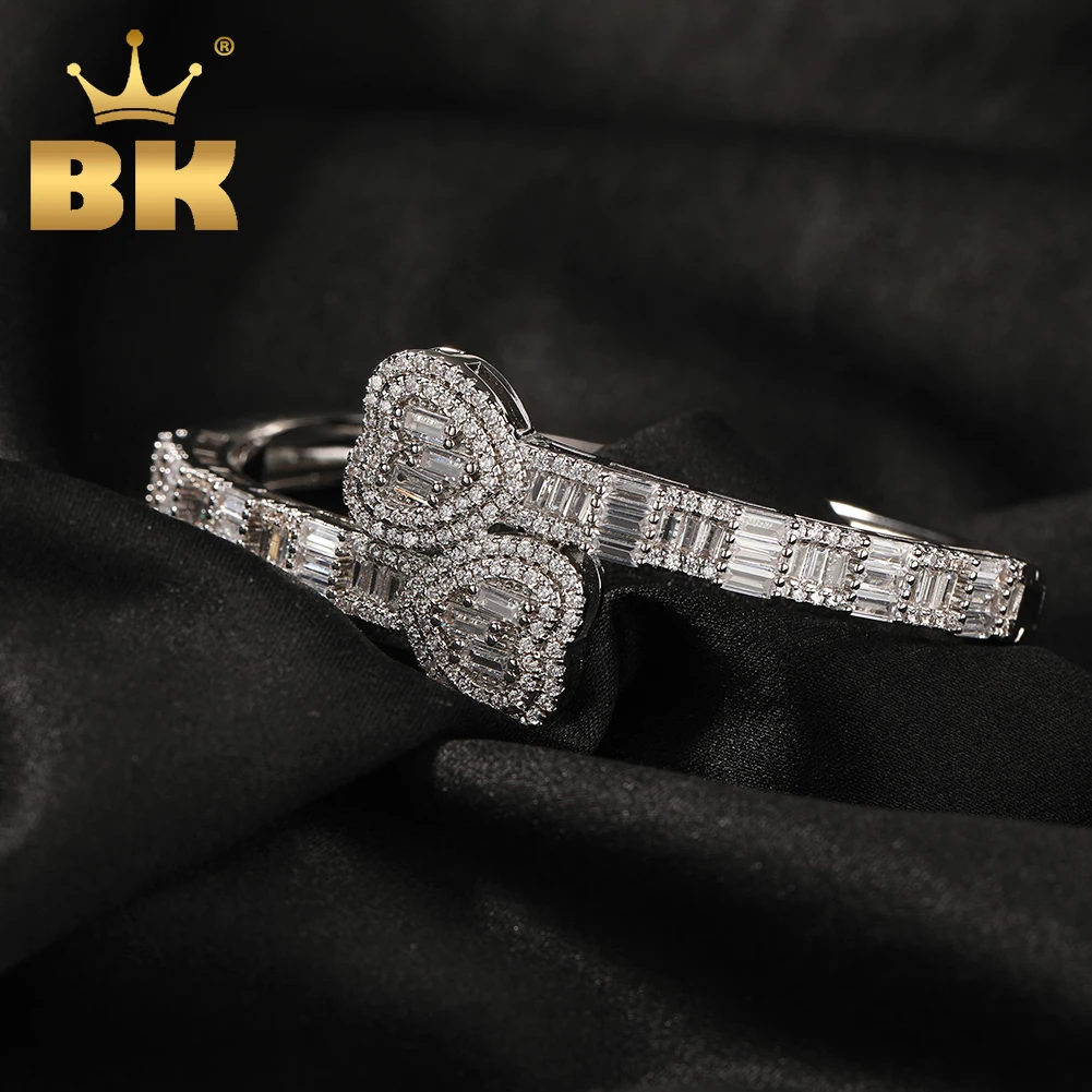 

Браслет на запястье BLING KING с двумя сердцами, роскошный украшение в стиле хип-хоп, багет с микрозакрепкой и кубическим цирконием, Ювелирное Украшение в стиле панк