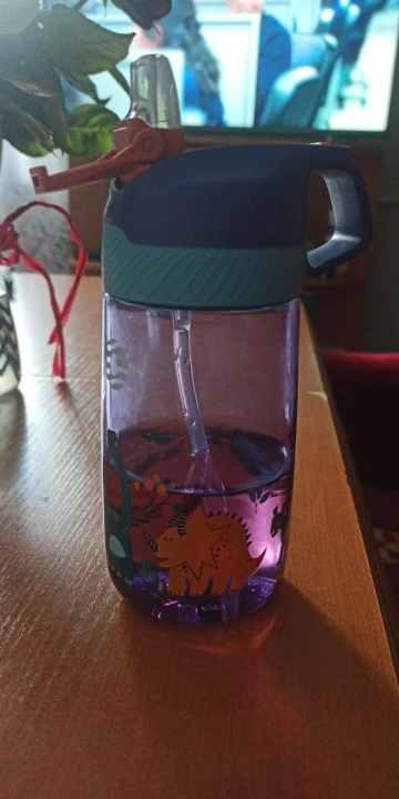 Kinder-Trinkflasche mit Strohhalm – 450ml BPA-frei, One-Touch-Flip-Kappe photo review