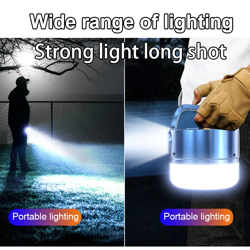 Camping Light Portable Flashlight Lanterns 1500W Solar LED Camping Light Tent Lamp USB Rechargeable Bulb Hang Emergency Repairing SensingLight