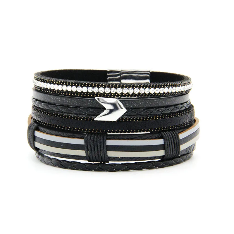 Leather Bracelet Fashion Handma Bohemian Multi-layer Woven for Women