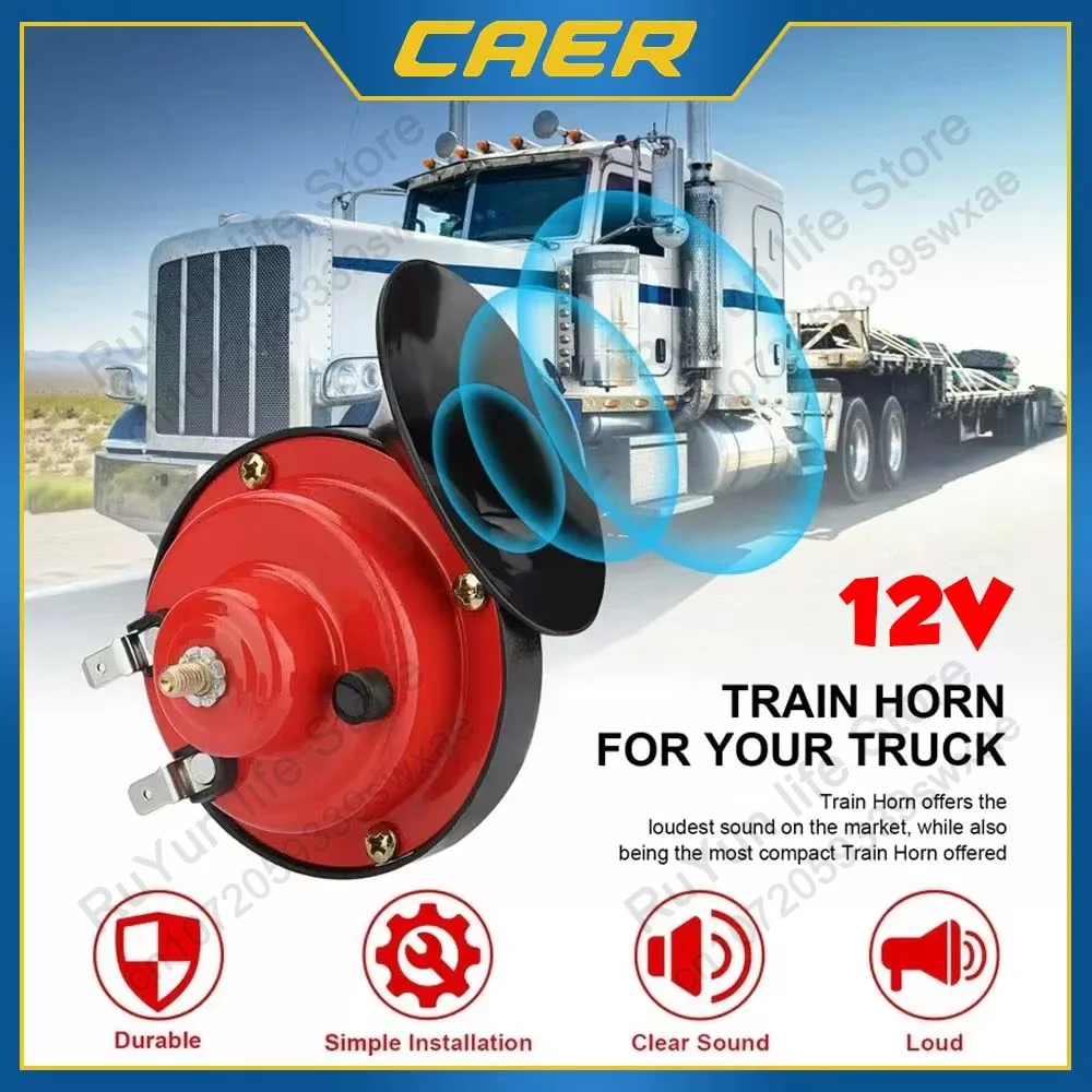 2x 12V 300DB Super Loud Train Horn Waterproof Motorcycle Car Truck Train Boat Cars Motorcycle Boats Red