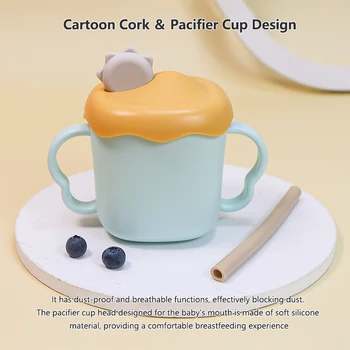 2025 Baby Feeding Drinkware Straw Cup Baby Cartoon Learning Feeding Cup Food Grade PP Toddler Water Bottle Tableware BPA Free