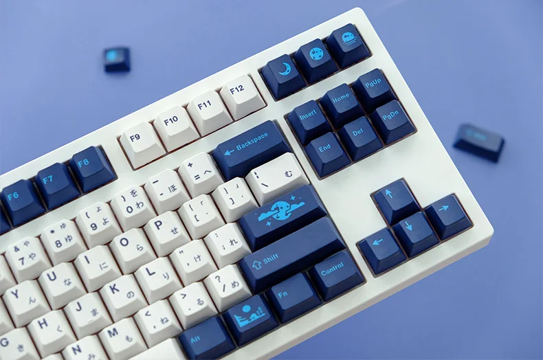 teclas azul lua keycaps cereja perfil pbt tintura sublimação teclado mecânico para mx switch deslocamento