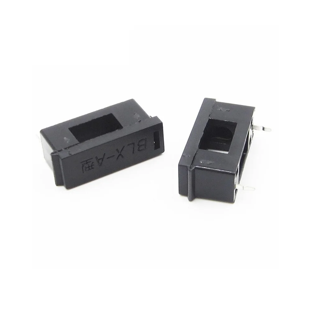 BLX-A 5x20mm Black Plastic Glass Ceramic Fuse Holder PCB Mount Insurance Socket With Cover 10PCS