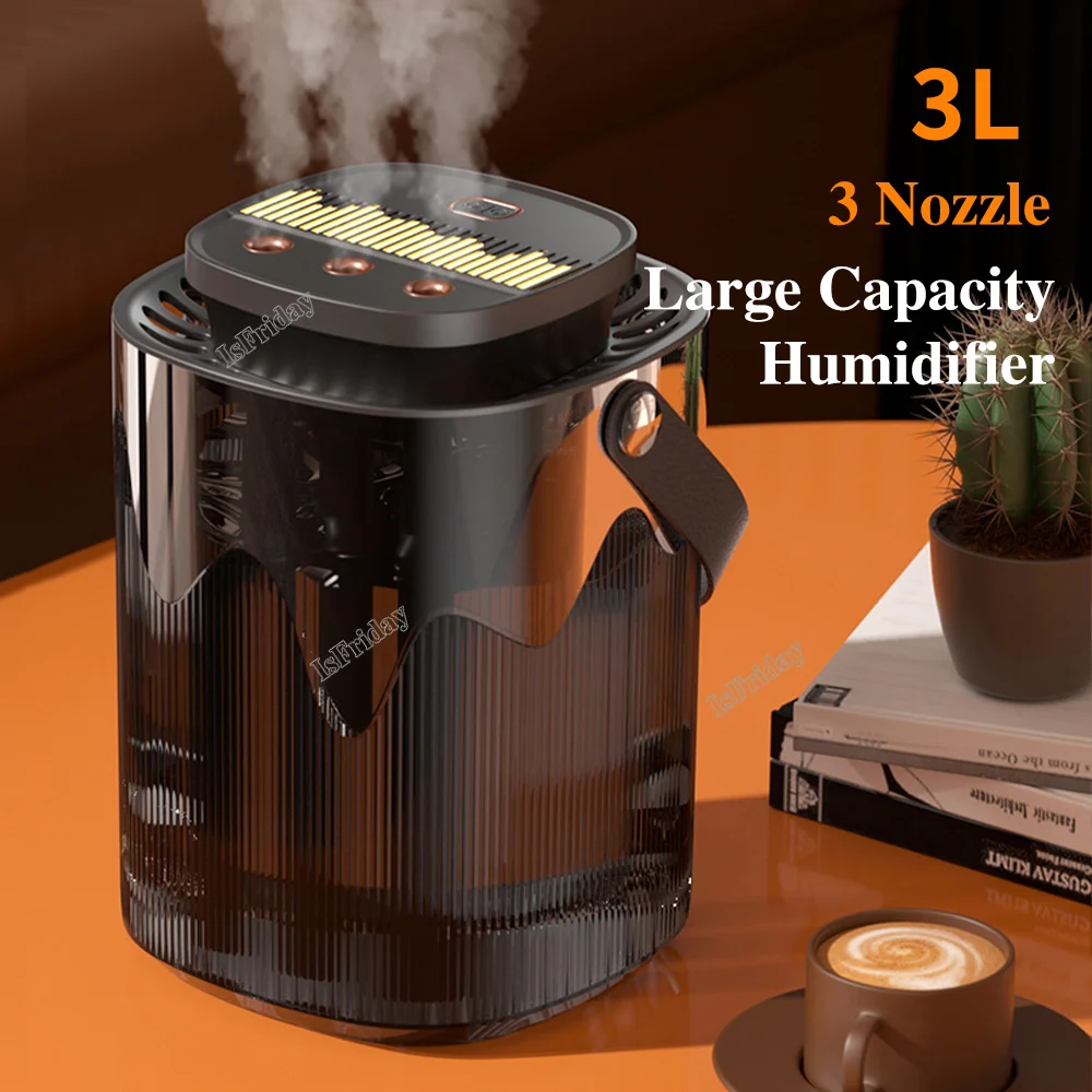 3L Large Capacity Air Humidifier Three Nozzle Spray Essential Oils Humidifiers Home Humidifier Mist Aroma Diffuser For Home