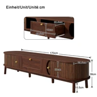 Современная подставка для телевизора из массива дерева с ящиками для хранения. Классическая медиаконсоль с закругленными углами и прочными деревянными ножками для гостиной. — изображение 5