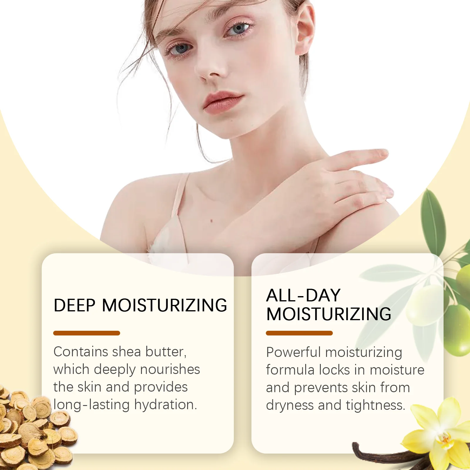 Hoygi Vanilla Body Skin Cream Daily Hydrating Non-greasy Reduce Dryness Smoothing Brightening Skin Tone Body Face Care Cream