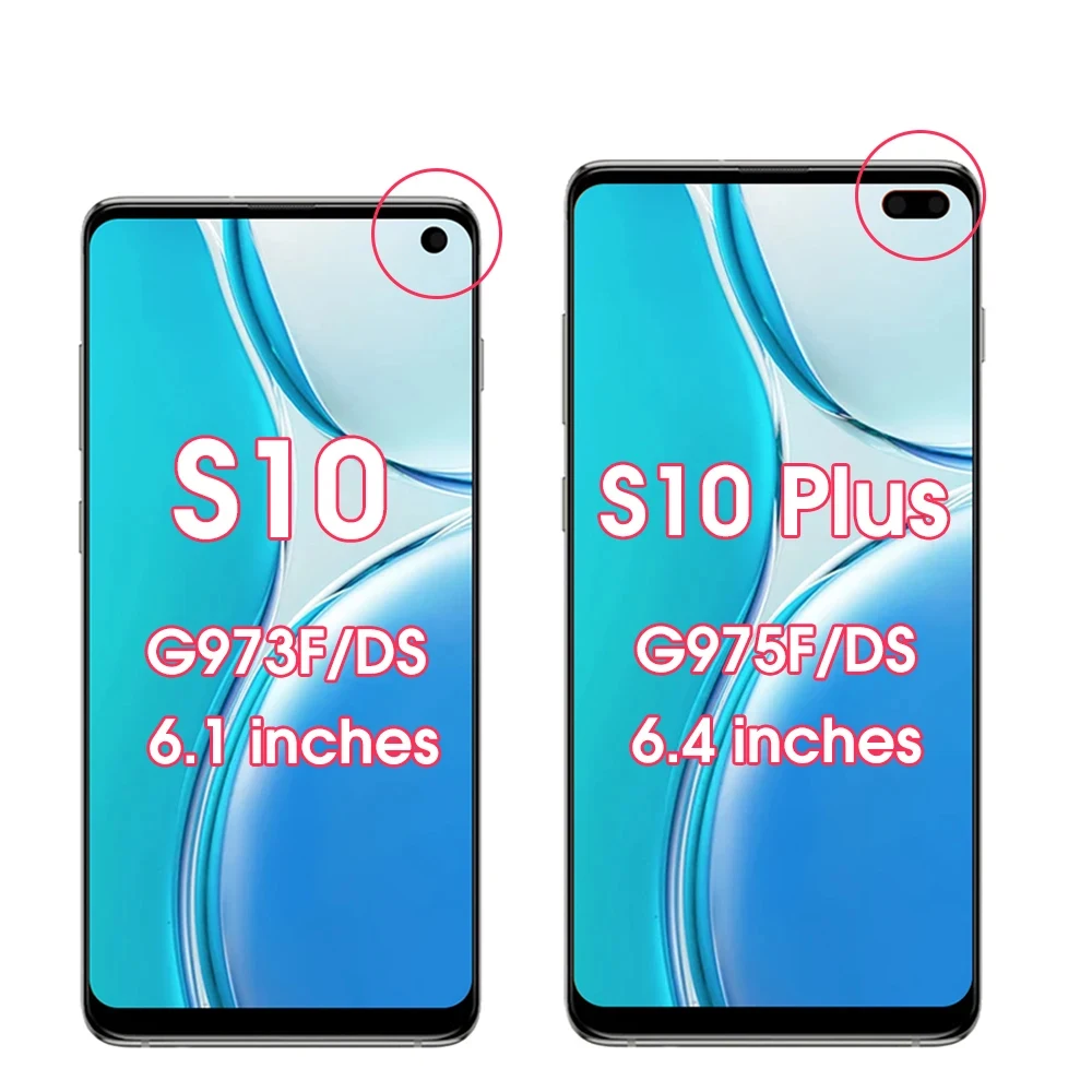 With Frame for Samsung Galaxy S10 Plus S10+ G975 G975F Lcd Display Digital Touch Screen for Samsung Galaxy S10 G973F Assembly