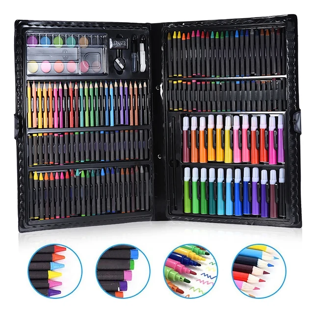 Art Painting Set 168 Pcs Large Drawing Kit for Kids and Adults, Colored Pencils, Crayons, Markers, Paints, Brushes, Complete Art Supplies in Portable Case, Creative Gift for School, Hobby, sketching and Coloring 1
