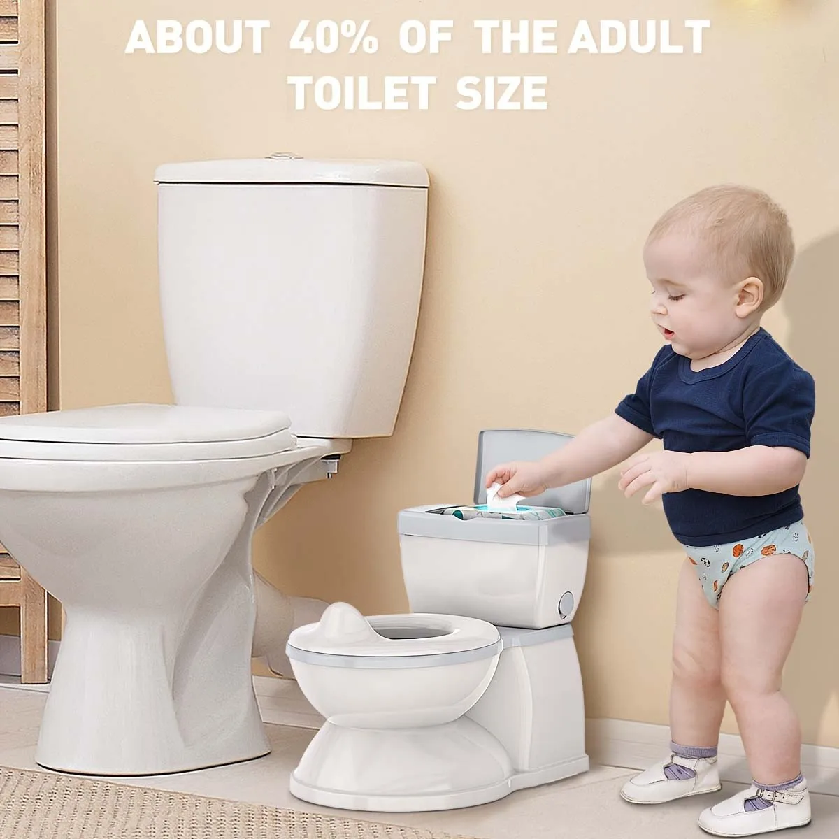 Baby Potty Toilet Seat Realistic Potty Training Seat for Toddlers Boys Girls With  Wipe Storage Music Playing Function 2