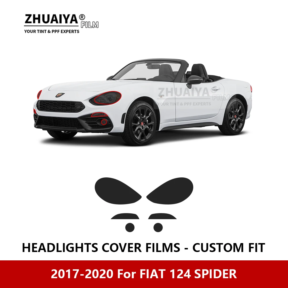 

For FIAT 124 SPIDER 2017-2020 Car Exterior Headlight Anti-scratch PPF precut Protective film Repair film stickers Accessories