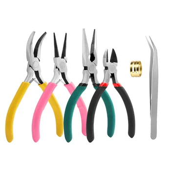 금속 쥬얼리 제작 플라이어 커터 체인, 둥근 구부러진 코 비즈 제작 도구 키트, DIY 쥬얼리 제작 및 쥬얼리 수리용