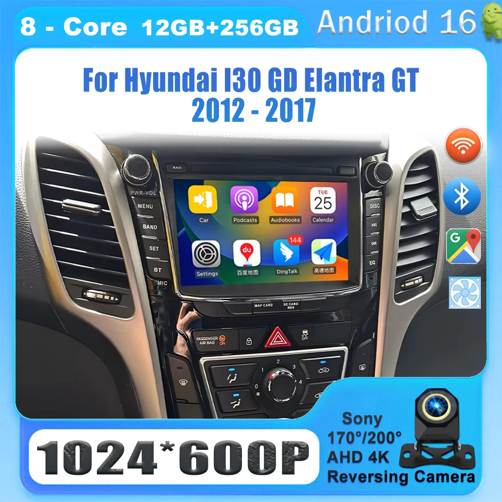 Android 16 Auto Radio For Hyundai I30 GD Elantra GT 2012 2013 2014 2015 2016 2017 Car Multimedia Video Player GPS Navigation BT 1