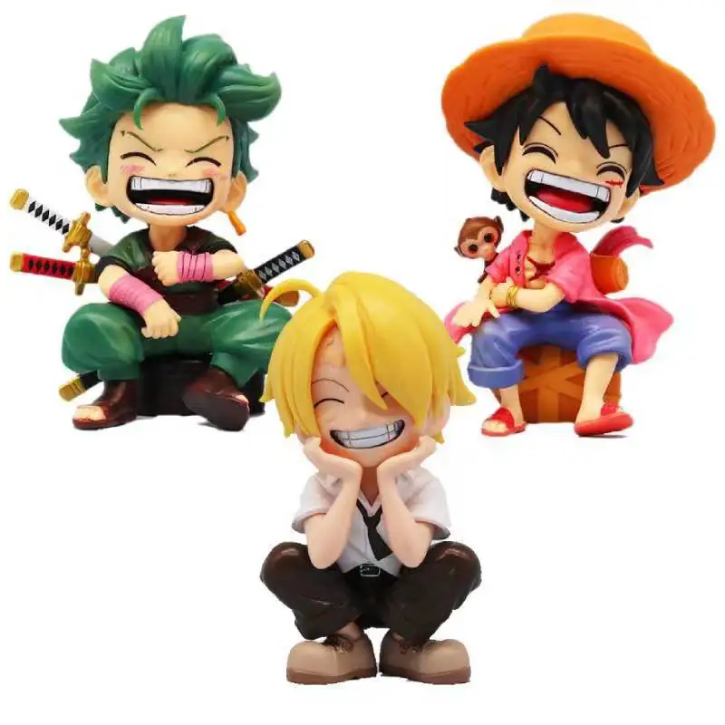 

Кавайная модель Q Version, Игрушечная модель Luffy Zoro Sanji, аниме фигурка офисного автомобиля, украшение интерьера, подарок на день рождения и Рождество