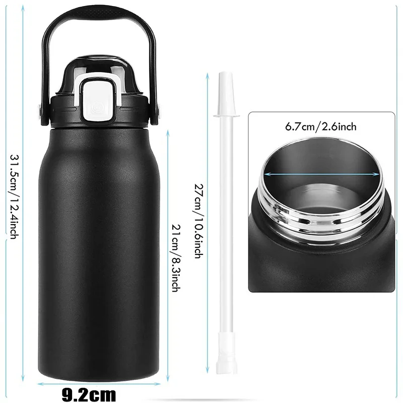 2L Tumbler Thermo Bottle Large Capacity With Straw Stainless Steel Thermal Water Bottle Cold and Hot Thermo Cup Vacuum Flask Gym images - 6