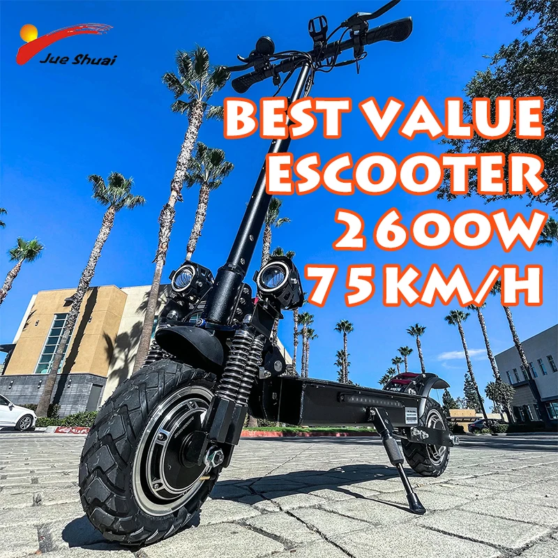 Best Value Electric Scooter 2600w Dual Motor All Terrain 10" Off Road Tires 75km/h Speed 70km