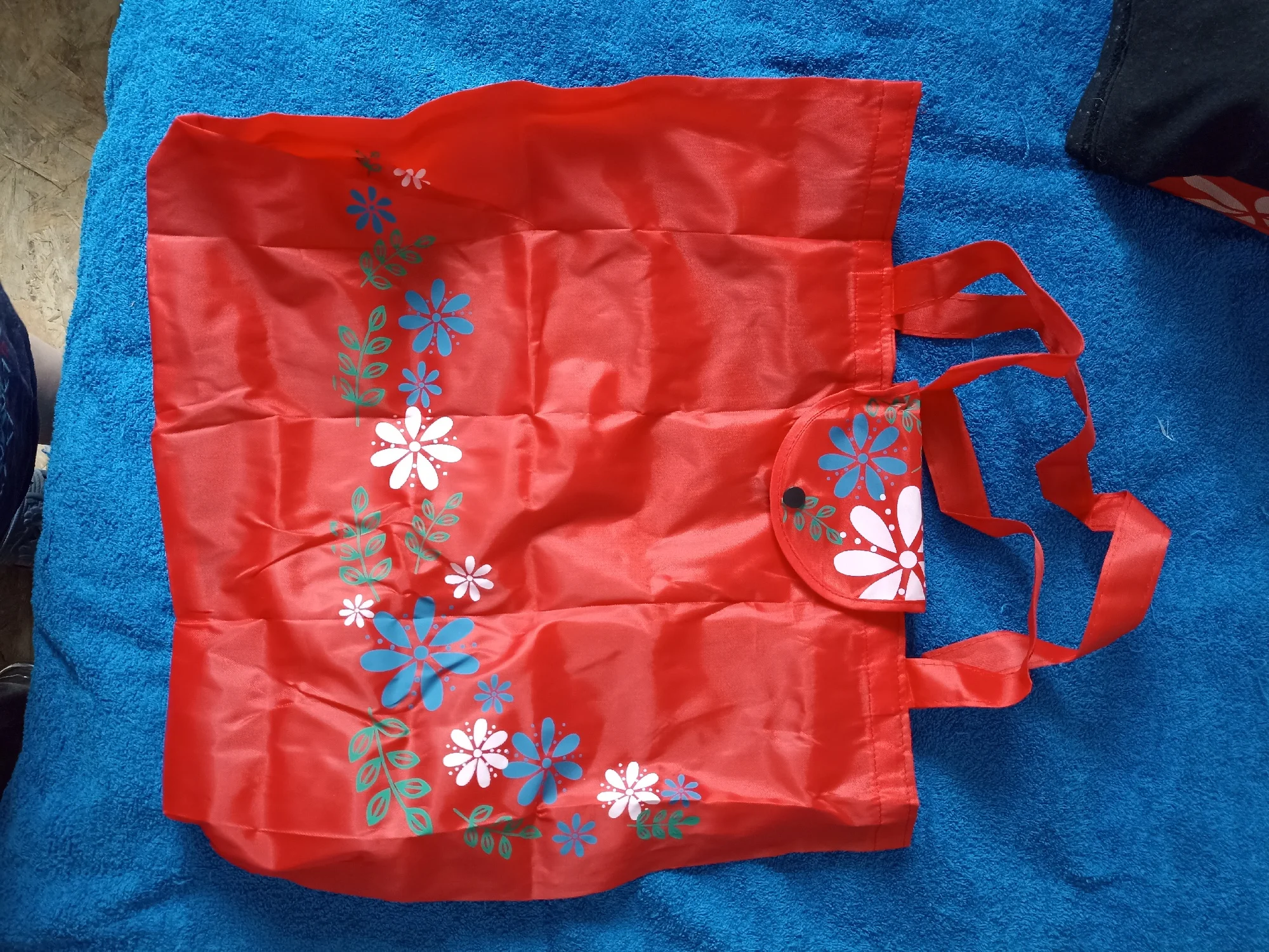 Folding Tote Shopping Bag Women Men Casual Eco Reusable Shopping Flower Button Pouch Case Travel Solid Handbag shopper bags photo review