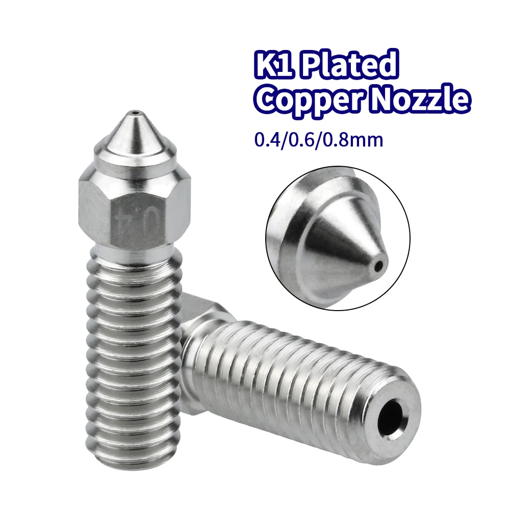 K1  High Speed Nozzle Volcano Copper Plated 0.4 0.6 0.8mm Brass Nozzles fit anycubic Vyper/Kobra/k1 max 1.75mm Filament