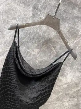 2025 SS New Crocodile Print Jacquard Strappy Dress Women's Chic Sleeveless Party Clubwear Elegant Casual Dresses 2