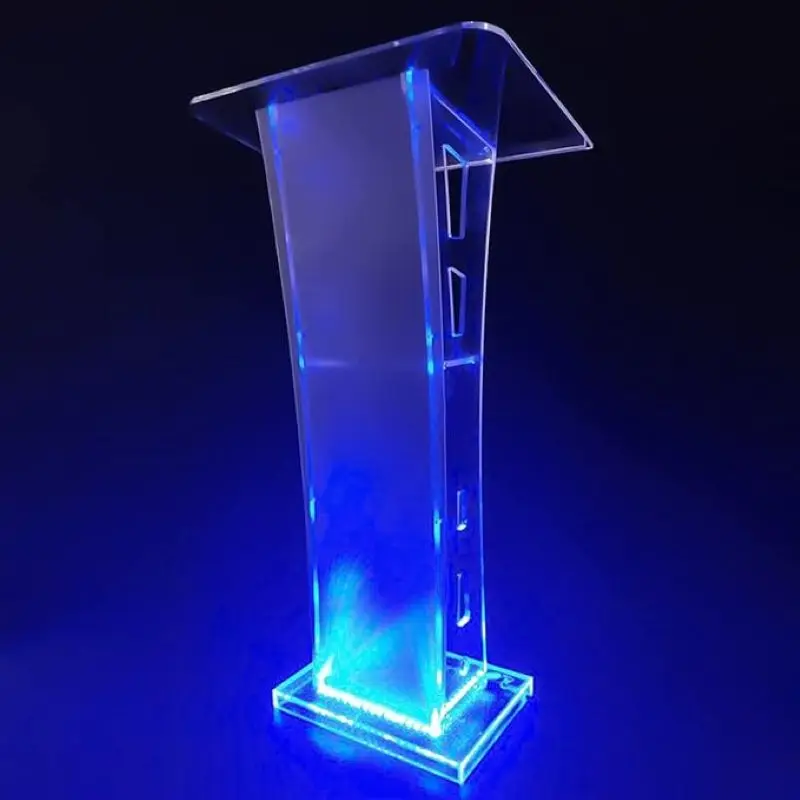 Lighted Podium for Church, Chapel, Pulpit Podium Lectern Clear Acrylic Reception Desk for Church, Wedding, School (LED