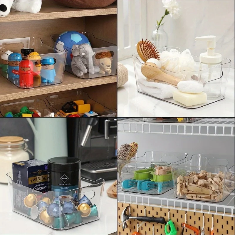 Set 8 Contenitori Plastica Trasparente Per Cucina E Dispensa - 4 Grandi