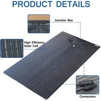 Panneau solaire flexible ETFE portable 100W, monobloc ou en deux parties, panneau photovoltaïque monocristallin 12 volts, adapté au camping en plein air, aux bateaux, etc. 3