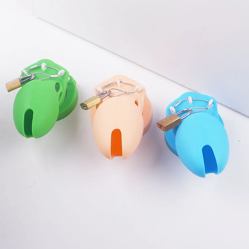Penis Chastity Cage Silicone Male Cock Lock With 5 Penis Rings Sex Toys For Sissy Men Femboy Stretcher BDSM Gay Erotic Urethral Device