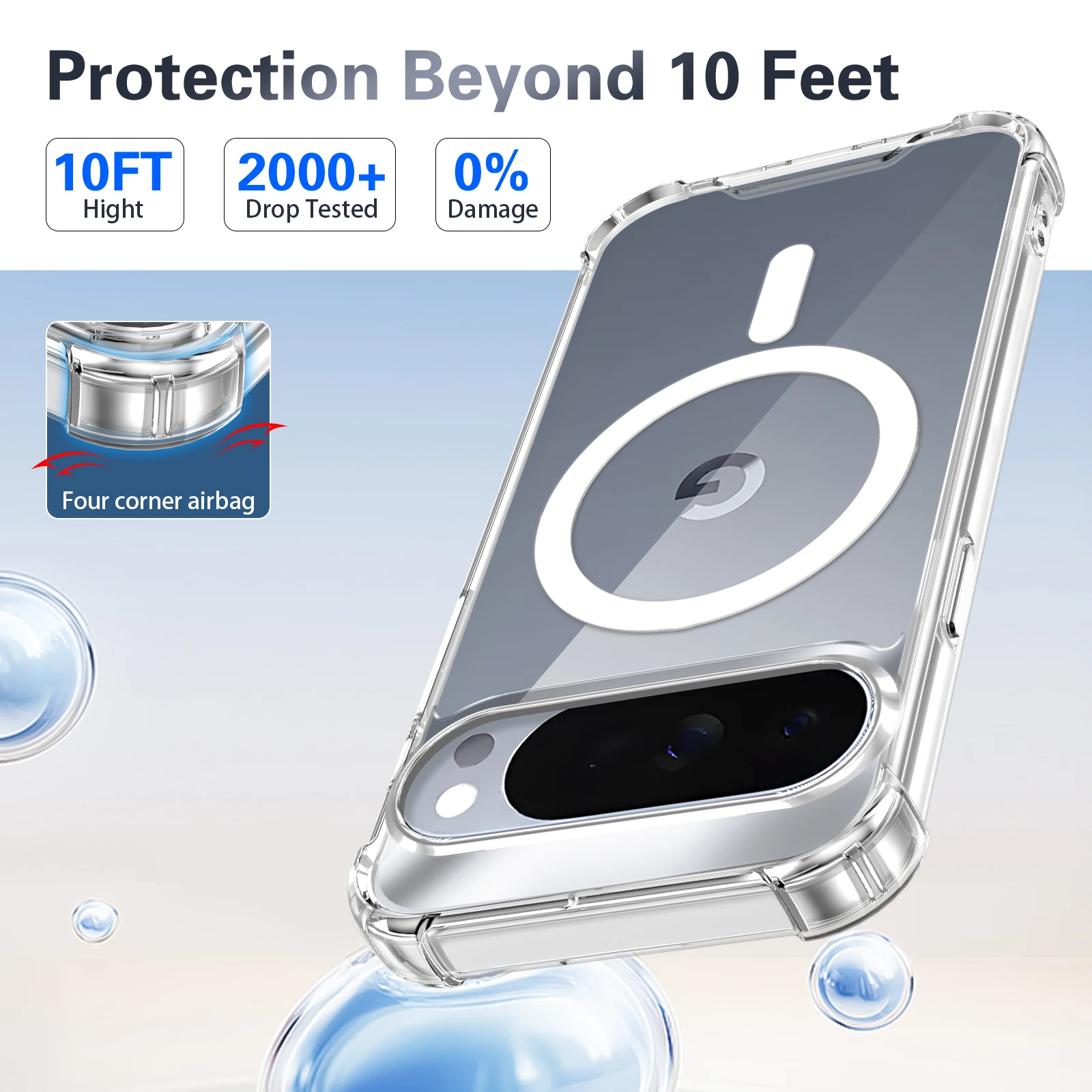Airbag Shockproof Transparent Magnetic Case with MagSafe Cover