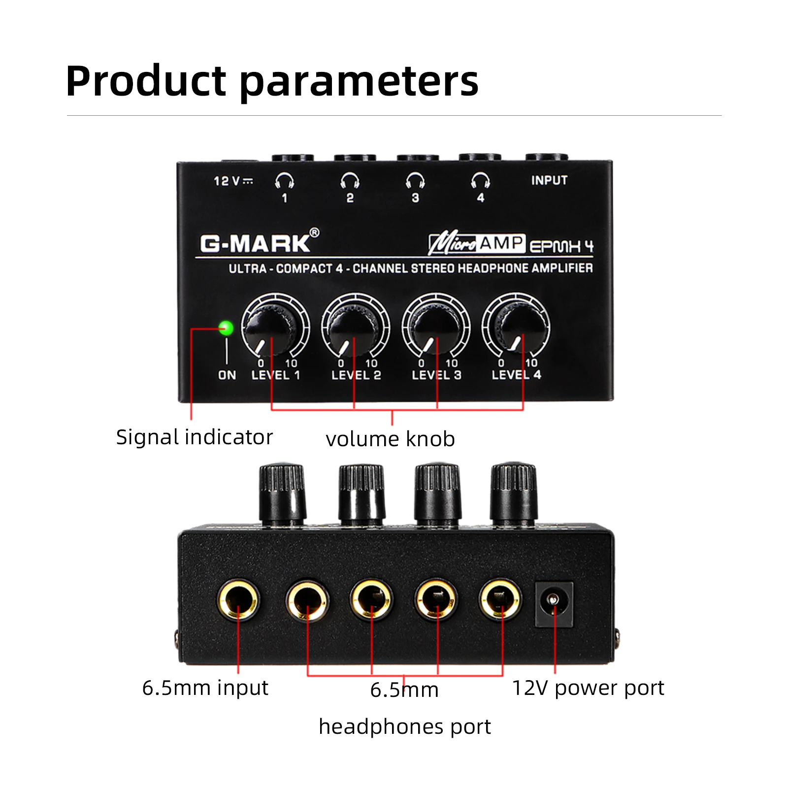 Headphones Amplifier G-MARK EPMH4 Ultra-Compact 4 Channels Stereo Earphone Amplifier