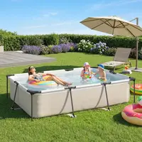 Piscine tubulaire rectangulaire 316x238x66,5 cm – 3700 L, structure métallique stable, liner triple couche, résistante, montage facile, jardin – Gris 3