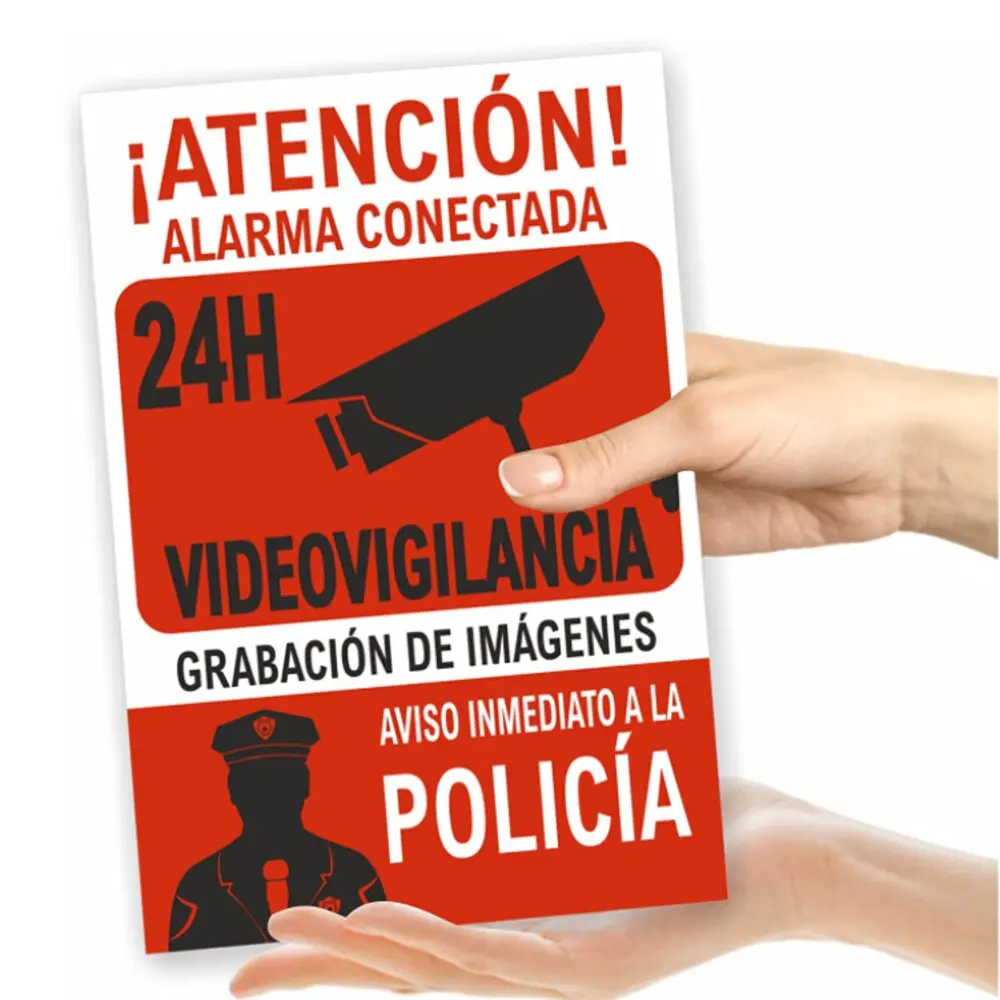 Cartel Alarma, Conectada Señal Videovigilancia, Aviso A Policía, Cartel de  PVC Rígido 0,7 mm , 20 x 30 cm., Impresión en Tinta y Material Resistente  de UV, Interiores y Exteriores envio desde España - AliExpress