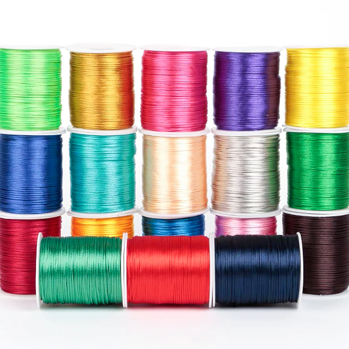 Nylon Satin Cord Chinese Knot Thread Bracelet Braided Macrame Silk Satin Rat Tail Rope For Jewelry Line Crafts 1.5mm/Roll