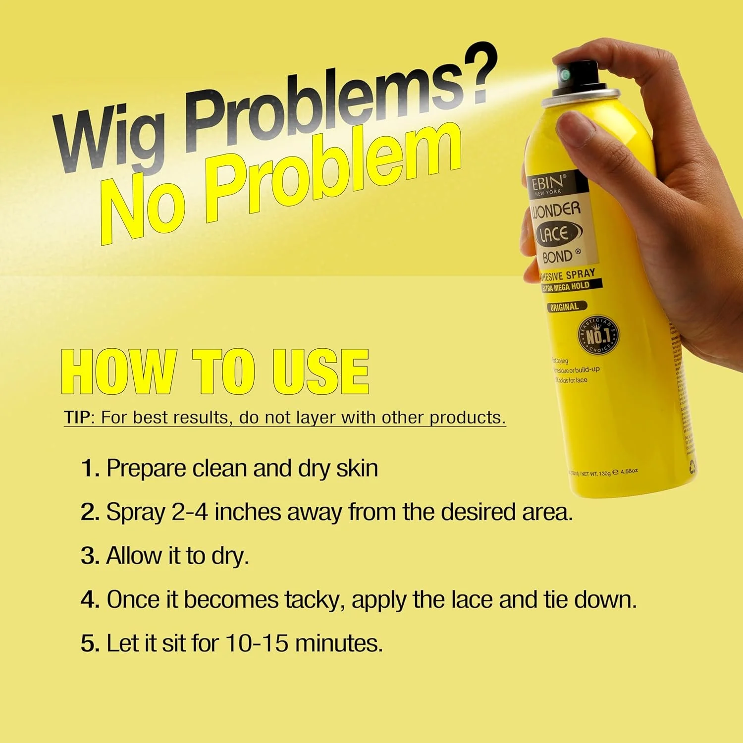 Ebin New York Wonder Lace Bond Adhesive Melting Spray Extra Mega Hold Daily Use - Long lasting Hold, Ideal for Lace Wigs 4