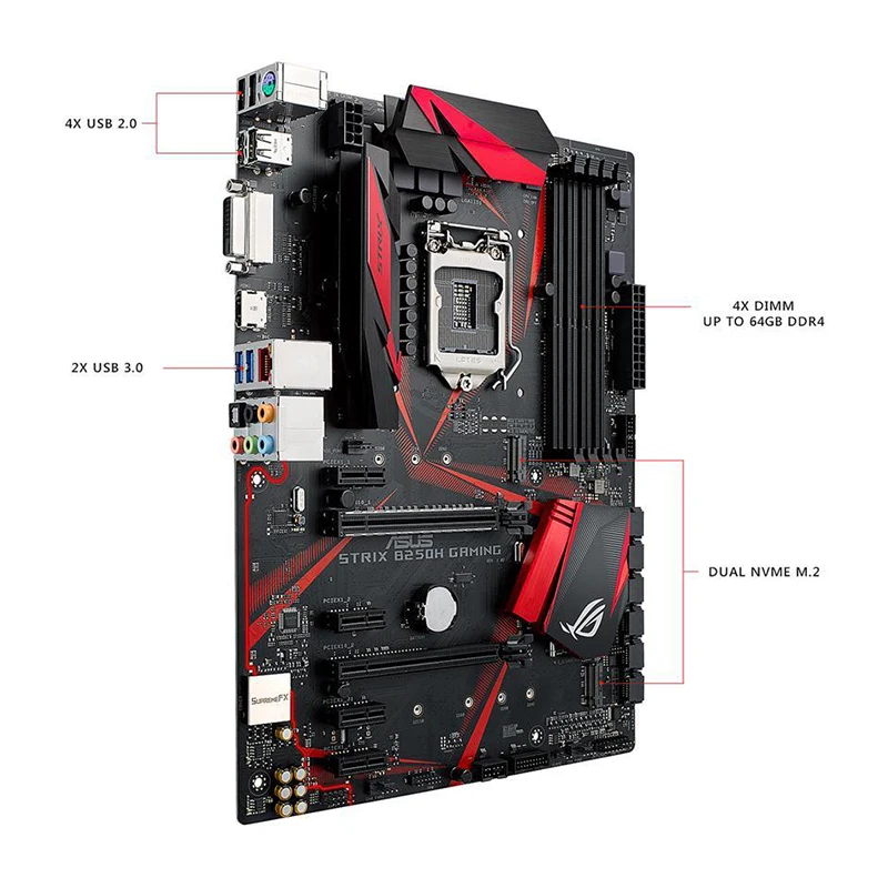 Placa-mãe para jogos Asus Rog Strix B250H, LGA1151, DDR4, HDMI