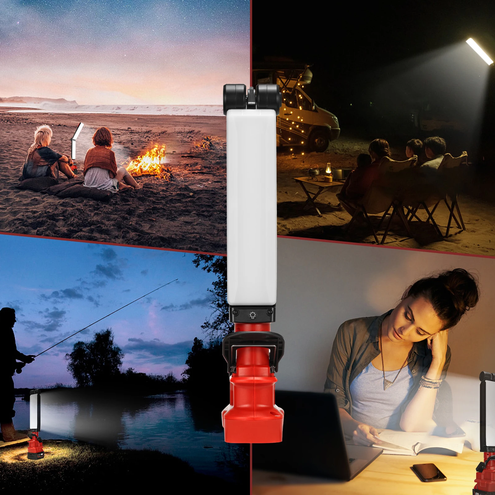 밀워키 18V 배터리 접이식 조명용 30W 2400LM LED 작업 조명 USB 충전 포트가 있는 야외 손전등 토치(배터리 없음)